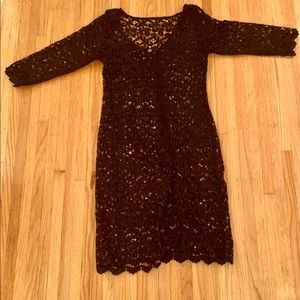 Marina black lace zip dress